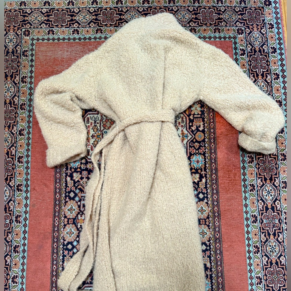 A.L.C. Nude Wool Nubby Boucle Knit Wrap Coat - Picture 11 of 12